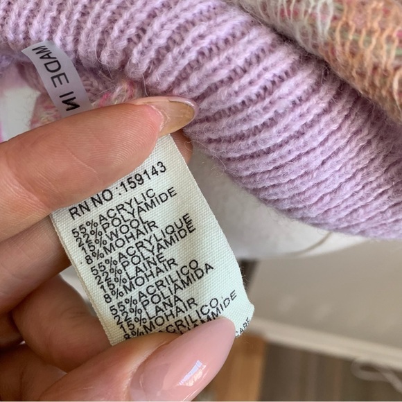 FRNCH Paris pastel crewneck sweater mohair wool blend size small multicolor - Picture 8 of 9